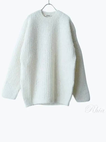 Milled Wool Moal Knit Big P O A22AP02SR White - AURALEE - BALAAN 1