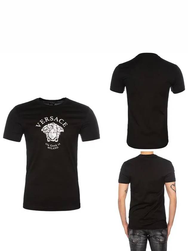 Men's Medusa Logo Printing Short Sleeve T-Shirt Black - VERSACE - BALAAN 4