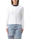 Women's Embroidered Logo Pony Cable Cardigan White - POLO RALPH LAUREN - BALAAN 2