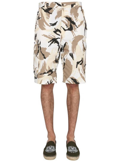 Camo Plage Print Cargo Bermuda Shorts Blanc - KENZO - BALAAN 2