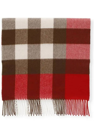 Check Cashmere Muffler Red - BURBERRY - BALAAN 1