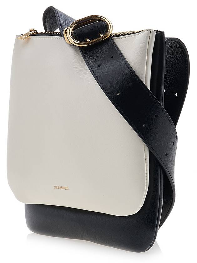 Ombra Two Tone Leather Shoulder Bag Black White - JIL SANDER - BALAAN 3