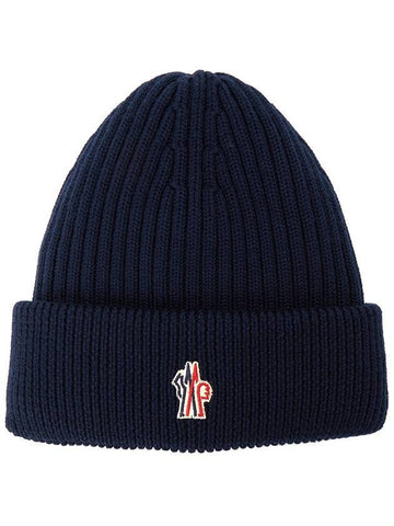 Grenoble Down Filled Wool Beanie Night Blue - MONCLER - BALAAN 1