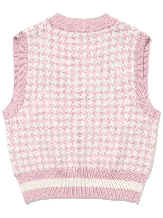 Houndstooth jacquard women s crop knit vest BABY PINK - 20THHOLE - BALAAN 2