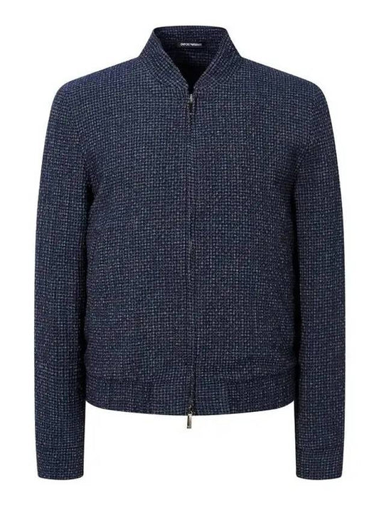 ARMANI 30 9 29 Men s Easy Seersucker Zip up Jacket Dark Navy - EMPORIO ARMANI - BALAAN 1