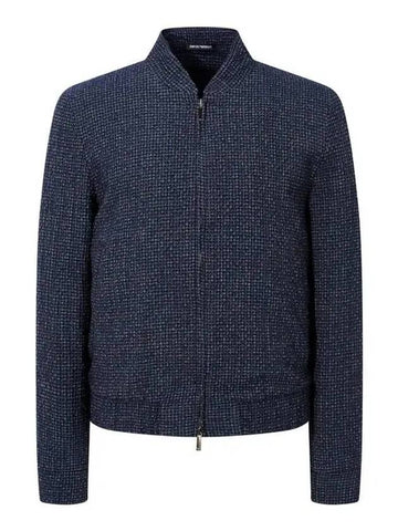 Men s Easy Seesucker Zip up Jacket Dark Navy - EMPORIO ARMANI - BALAAN 1