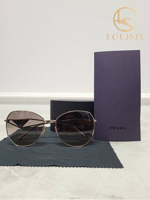 Used luxury goods Lewis It Gold metal gradient lens triangle sunglasses - PRADA - BALAAN 5