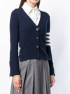 4-Bar V-Neck Cashmere Cardigan Navy - THOM BROWNE - BALAAN 4