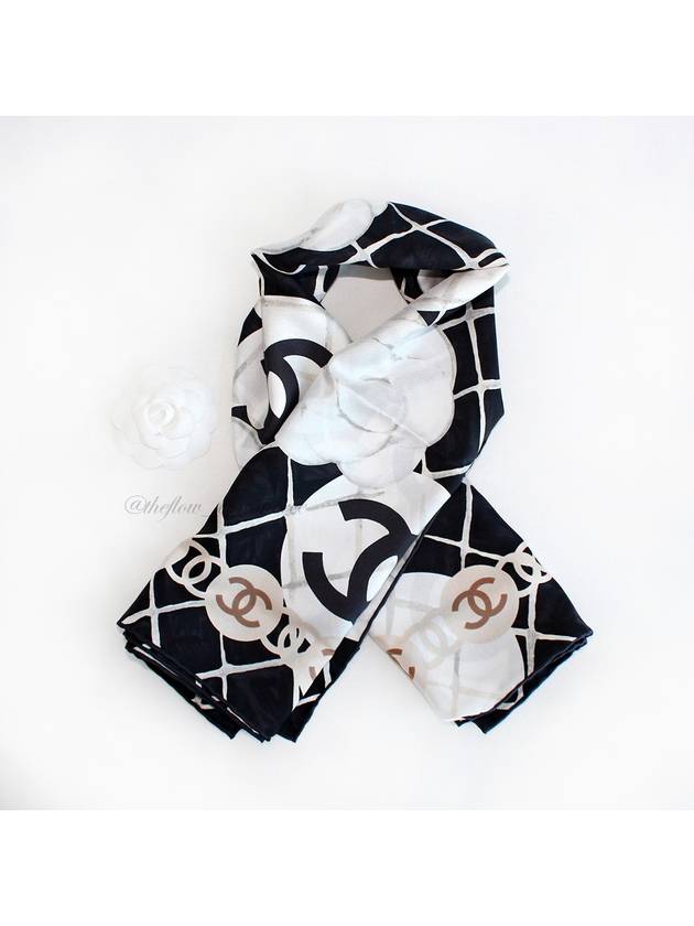 Camellia Square Silk Scarf Black - CHANEL - BALAAN 2