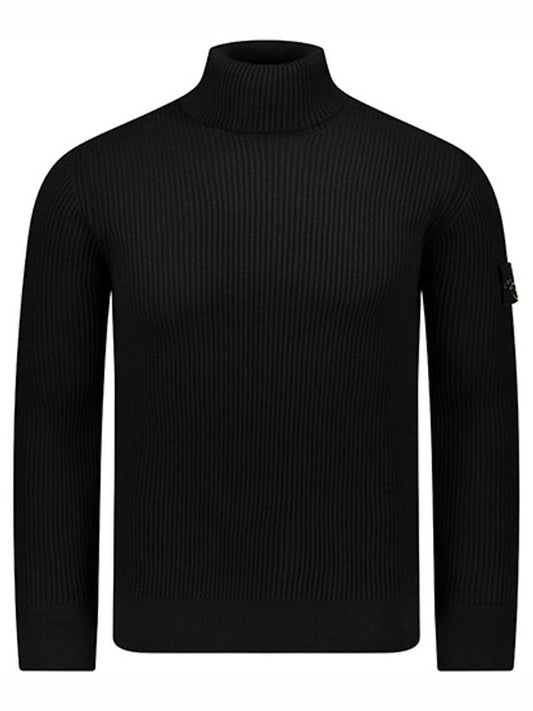 Men's Logo Patch Turtleneck Black - STONE ISLAND - BALAAN 2