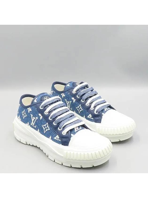 1A9S06 Monogram Denim Leather Squad Line Women s Sneakers - LOUIS VUITTON - BALAAN 3