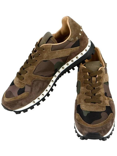 Camouflage Rockstud Low Top Sneakers Green - VALENTINO - BALAAN 2