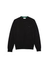 Crew Neck Merino Wool Knit Top Black - LACOSTE - BALAAN 2