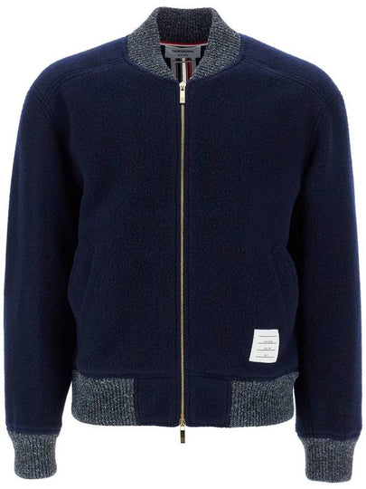 Fleece Stripe Wool Bomber Jacket Navy - THOM BROWNE - BALAAN 2