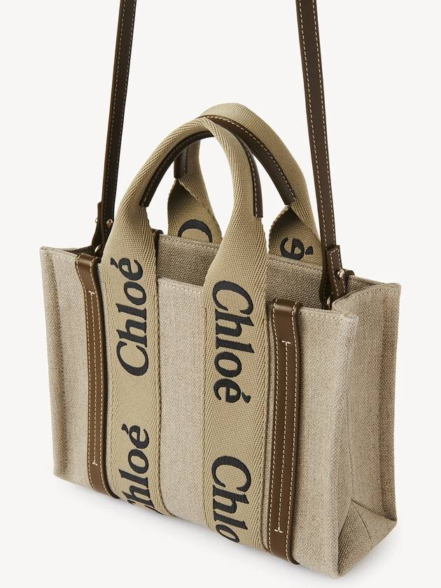 Woody Logo Small Tote Bag Brown Beige - CHLOE - BALAAN 4