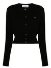 Bea ORB Embroidered Logo Crop Cardigan Black - VIVIENNE WESTWOOD - BALAAN 2