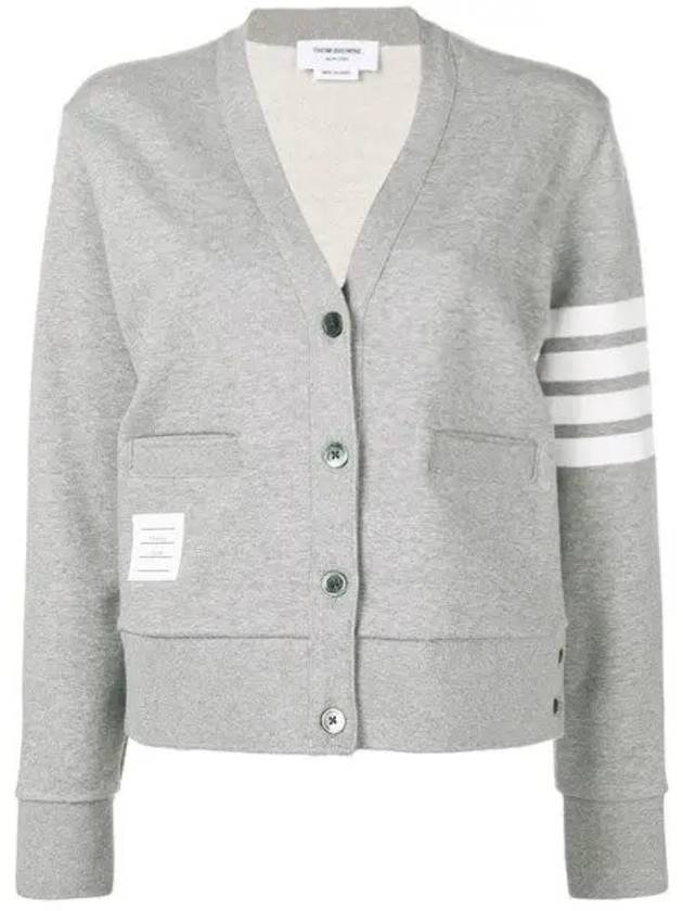 4-Bar Loopback Jersey Cardigan Light Grey - THOM BROWNE - BALAAN 2