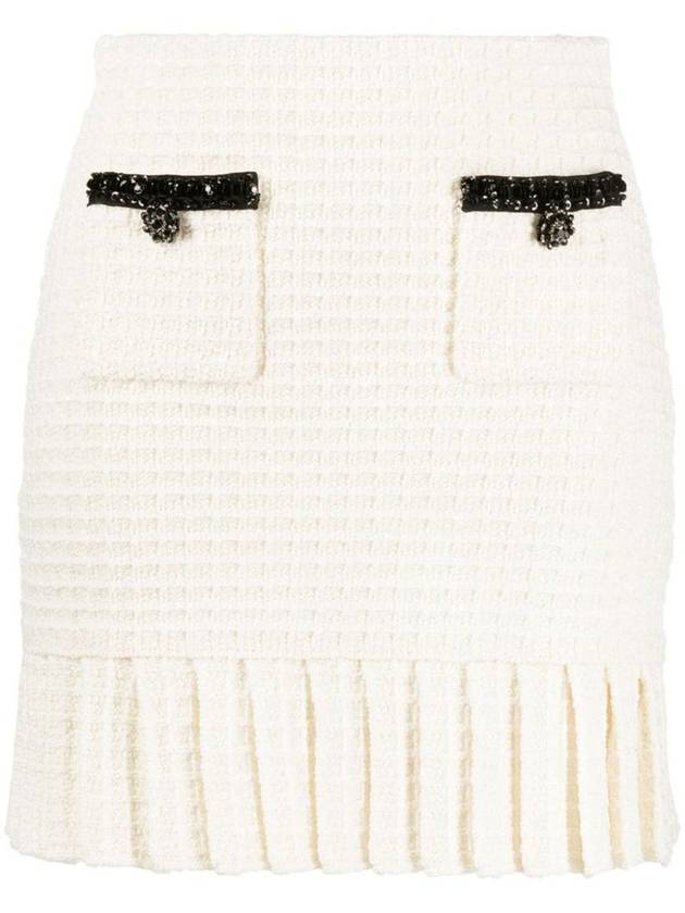 Women's Sequin Trimming Short A-Line Skirt Cream - SELF PORTRAIT - BALAAN 1