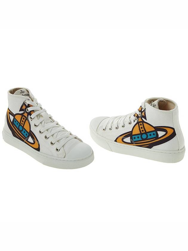 Plimsoll Logo Print Cotton High Top Sneakers White - VIVIENNE WESTWOOD - BALAAN 7