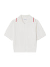 Women's Cable Short Sleeve Cardigan Off White - LACOSTE - BALAAN 1