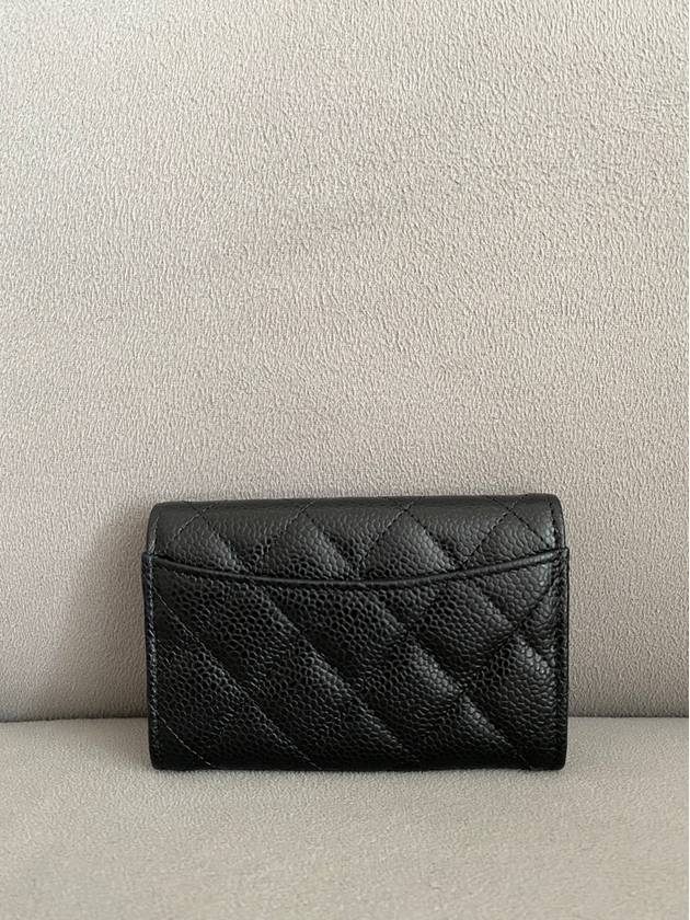 Classic snap flap card wallet caviar black gold AP0214 - CHANEL - BALAAN 3