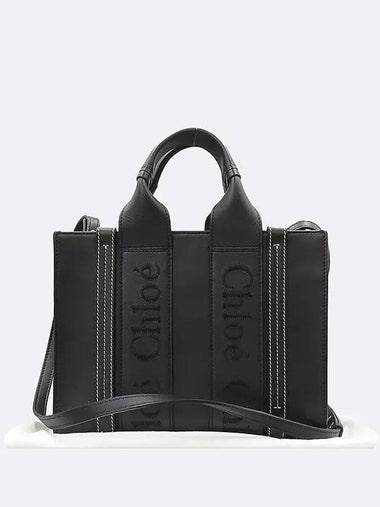 CHC23US Black Leather Woody Small Tote Bag Shoulder Strap - CHLOE - BALAAN 1