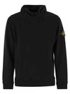 Wappen Patch Brushed Cotton Fleece Hoodie Black - STONE ISLAND - BALAAN 2