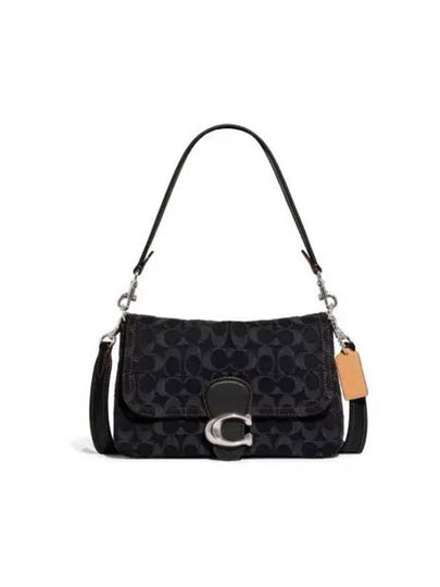 Tabby Soft Signature Denim Shoulder Bag Black - COACH - BALAAN 2