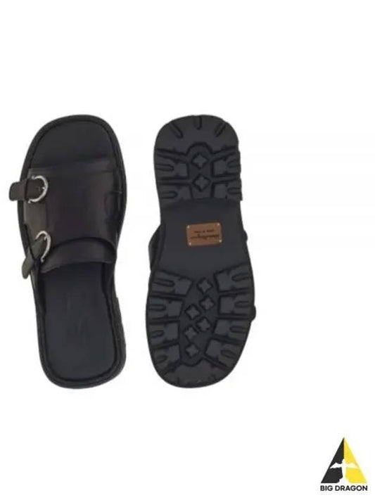 Gancini Buckle Sandals Black - SALVATORE FERRAGAMO - BALAAN 2