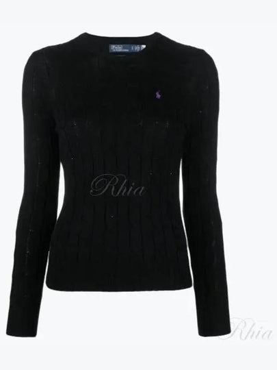 Embroidered Logo Pony Cable Knit Top Black - POLO RALPH LAUREN - BALAAN 2