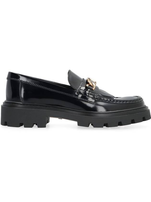 Leather Fringe Loafers Black - TOD'S - BALAAN 3