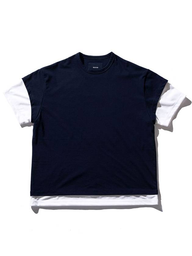 Layered Short Sleeve T-Shirt Navy - VESTITO - BALAAN 1