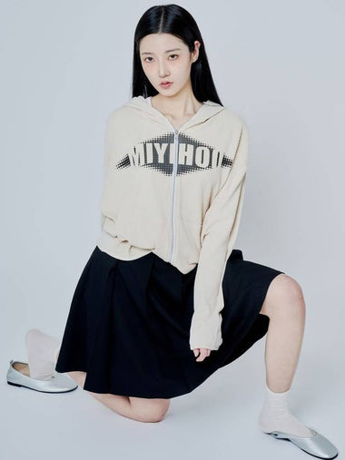 LOGO HOODIE KNIT ZIP UP IVORY - MIYHOO - BALAAN 1