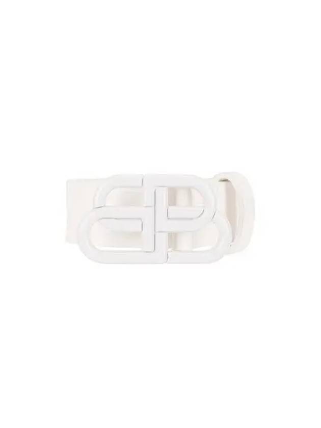 Buckle BB Logo Thin Leather Belt White - BALENCIAGA - BALAAN 2