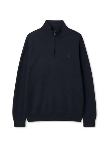 Cotton Quarter Zip Sweater Navy - POLO RALPH LAUREN - BALAAN 1