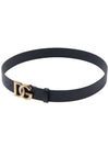 Men's DG Buckle Leather Belt Black Gold - DOLCE&GABBANA - BALAAN.