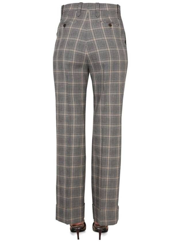 Women's Prince ofwhale Check Wool Straight Pants Gray - GUCCI - BALAAN 5