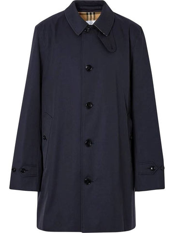 Single Breasted Car Coat Navy - BURBERRY - BALAAN.