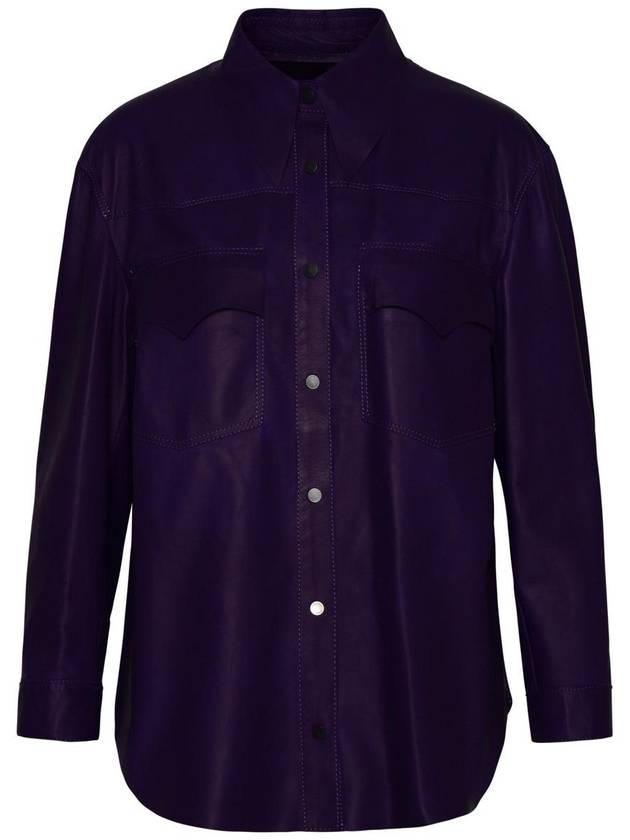 Salvatore Santoro Purple Leather Shirt - SALVATORE SANTORO - BALAAN 1