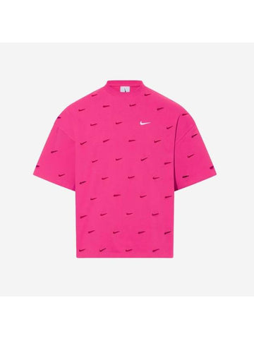 Swoosh Embroidered Short Sleeve T-Shirt Watermelon - NIKE - BALAAN 1