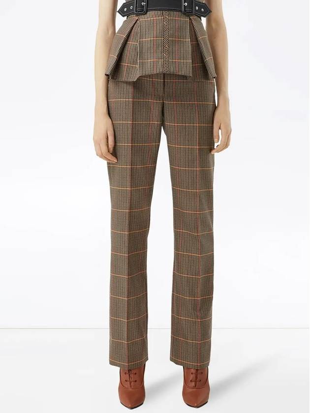 Houndstooth Tailored Check Straight Pants Brown - BURBERRY - BALAAN 4