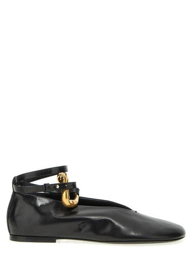 Ring Detail Leather Flat Black - JIL SANDER - BALAAN 1