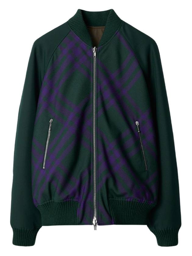 Reversible Check Bomber Jacket Green - BURBERRY - BALAAN 2