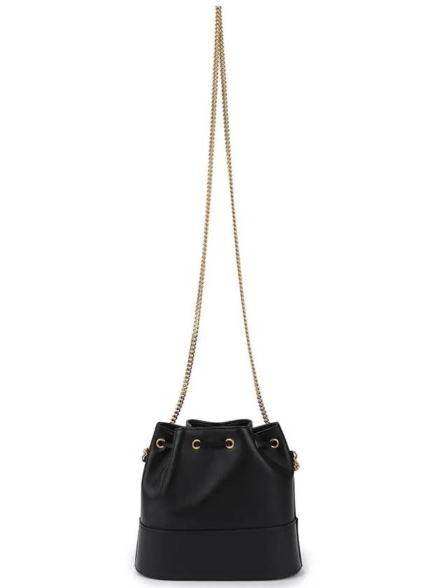 V Logo Signature Chain Napa Leather Bucket Bag Black - VALENTINO - BALAAN 4