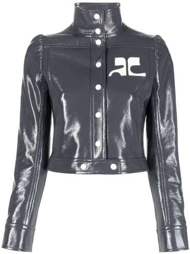 Iconic Vinyl Crop Jacket Steel Grey - COURREGES - BALAAN 1