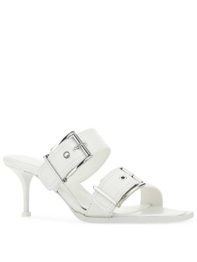 Women Buckle Strap Sandals Heel White - ALEXANDER MCQUEEN - BALAAN 3