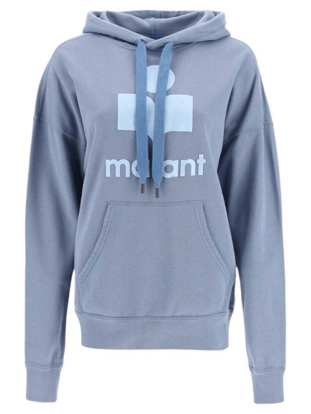 Isabel Marant Women s Mansell Logo Hooded Sweatshirt Gray Blue SIZE38 SW0362 22A044E 30GB - ISABEL MARANT - BALAAN 1