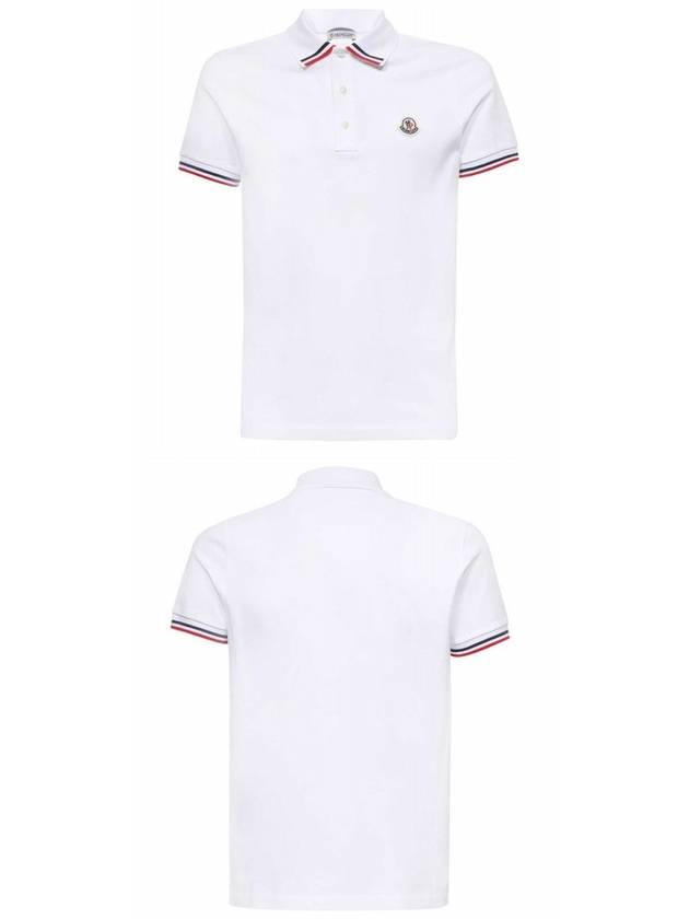 Logo Patch Three-Line Collar Short Sleeve Polo Shirt White - MONCLER - BALAAN 5