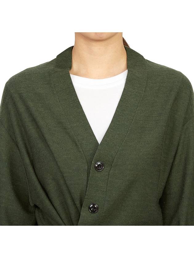 Relaxed Twisted Merino Wool Blend Cardigan Green - LEMAIRE - BALAAN 9