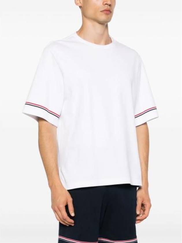 Cotton Rugby Short Sleeve T-Shirt White - THOM BROWNE - BALAAN 4